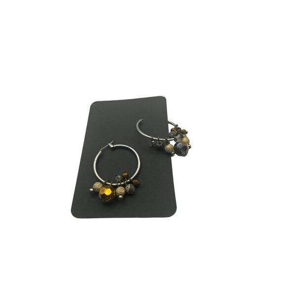 Multicolored Beaded Closed Hoop Earrings - Picture 1 of 5